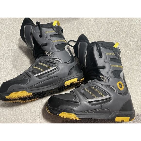 Ski-doo Holeshot BRP snowmobile boots 4441322809 size 8 lace up black yellow - Picture 1 of 10